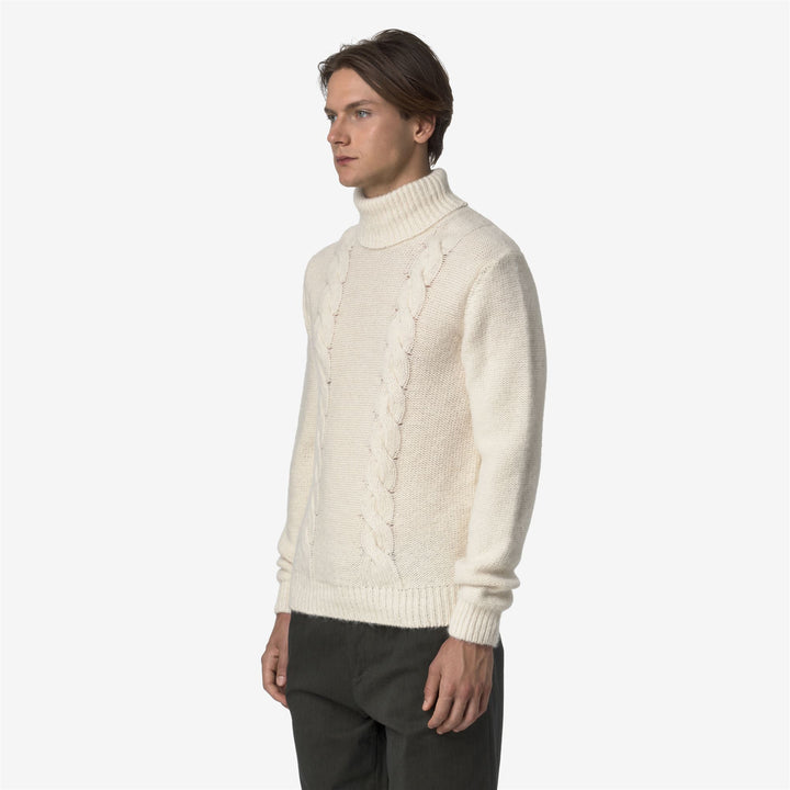 Maglione da uomo in maglia a trecce verde naturale con misto alpaca 4