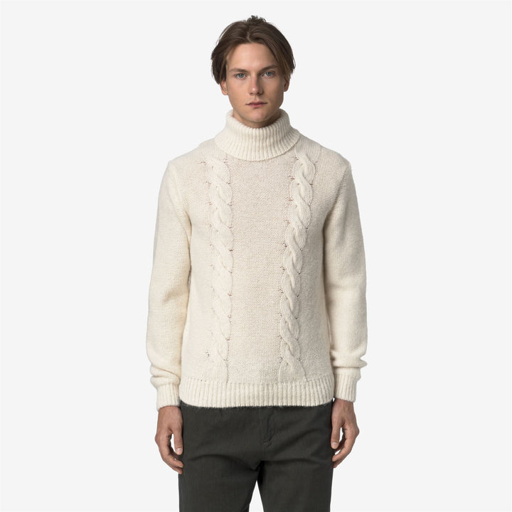 Maglione da uomo in maglia a trecce verde naturale con misto alpaca 3