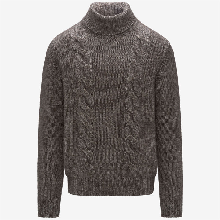 Maglione da uomo in maglia a trecce color oliva nero con misto cotone e alpaca 1