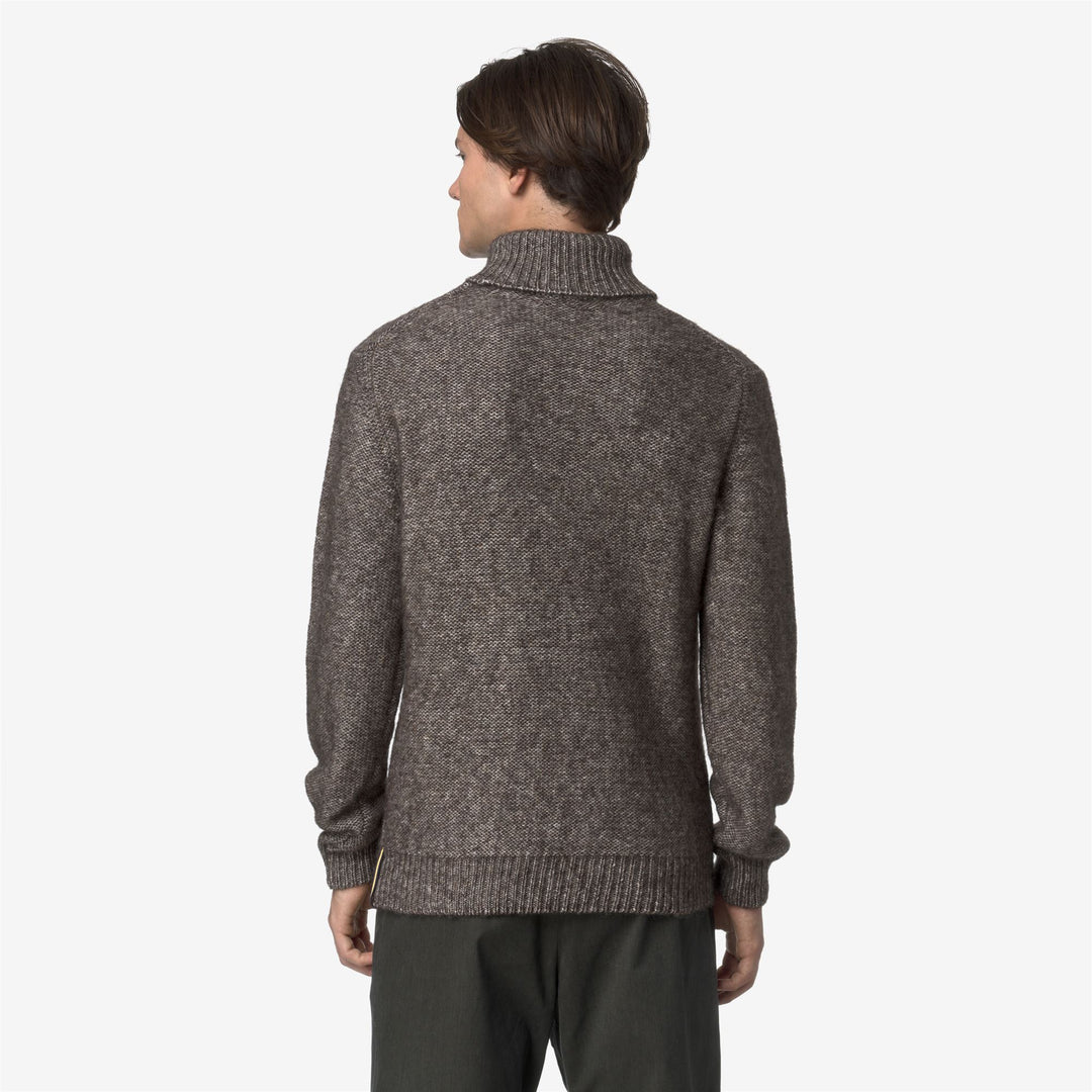 Maglione da uomo in maglia a trecce color oliva nero con misto cotone e alpaca main