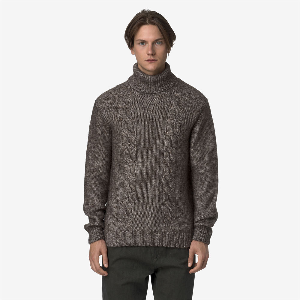 Black olive Men's Cable Knit Sweater with Alpaca Cotton Blend 02