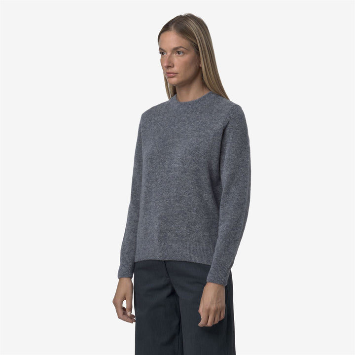 Blue Women's Classic Crewneck Knit Sweater with Merino Wool 4