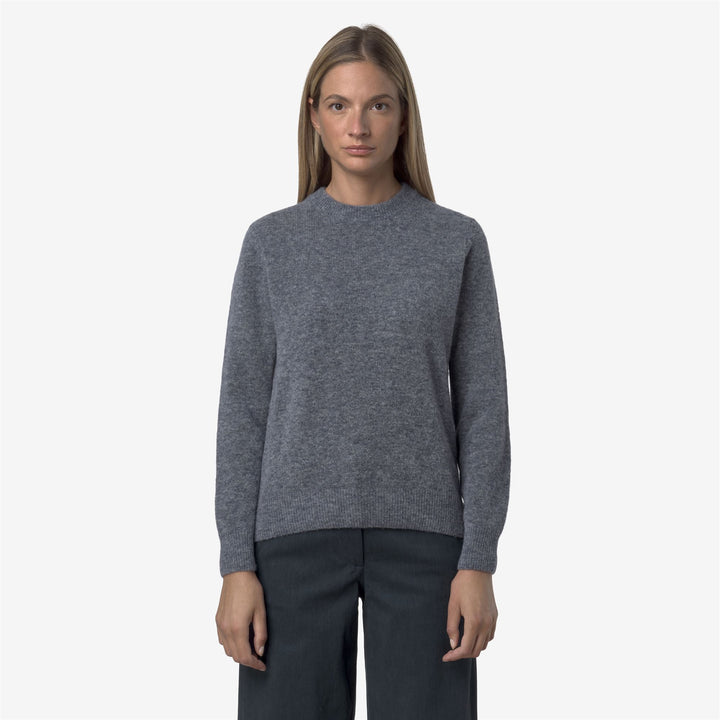 Blue Women's Classic Crewneck Knit Sweater with Merino Wool 3