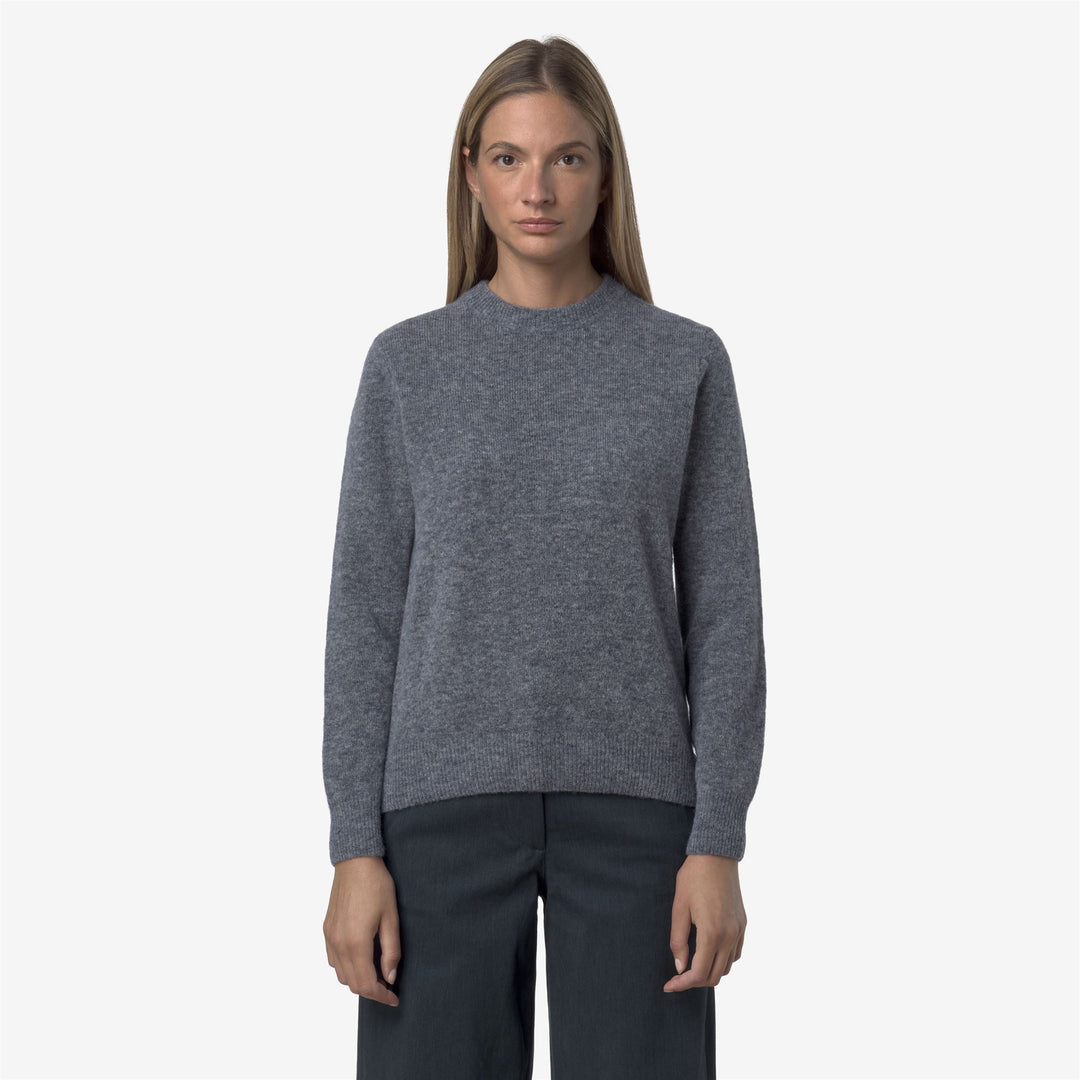 Blue Women's Classic Crewneck Knit Sweater with Merino Wool 01