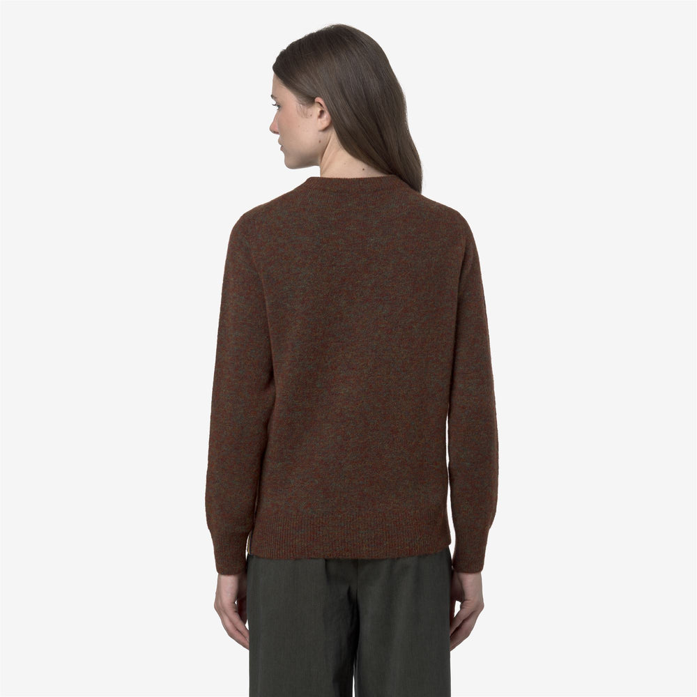Brown Women's Classic Crewneck Sweater with Cable Knit Design 02
