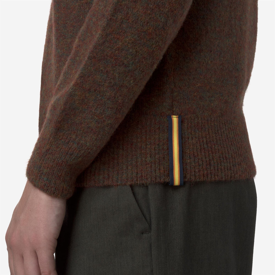 Maglione girocollo classico da donna marrone con motivo a trecce main