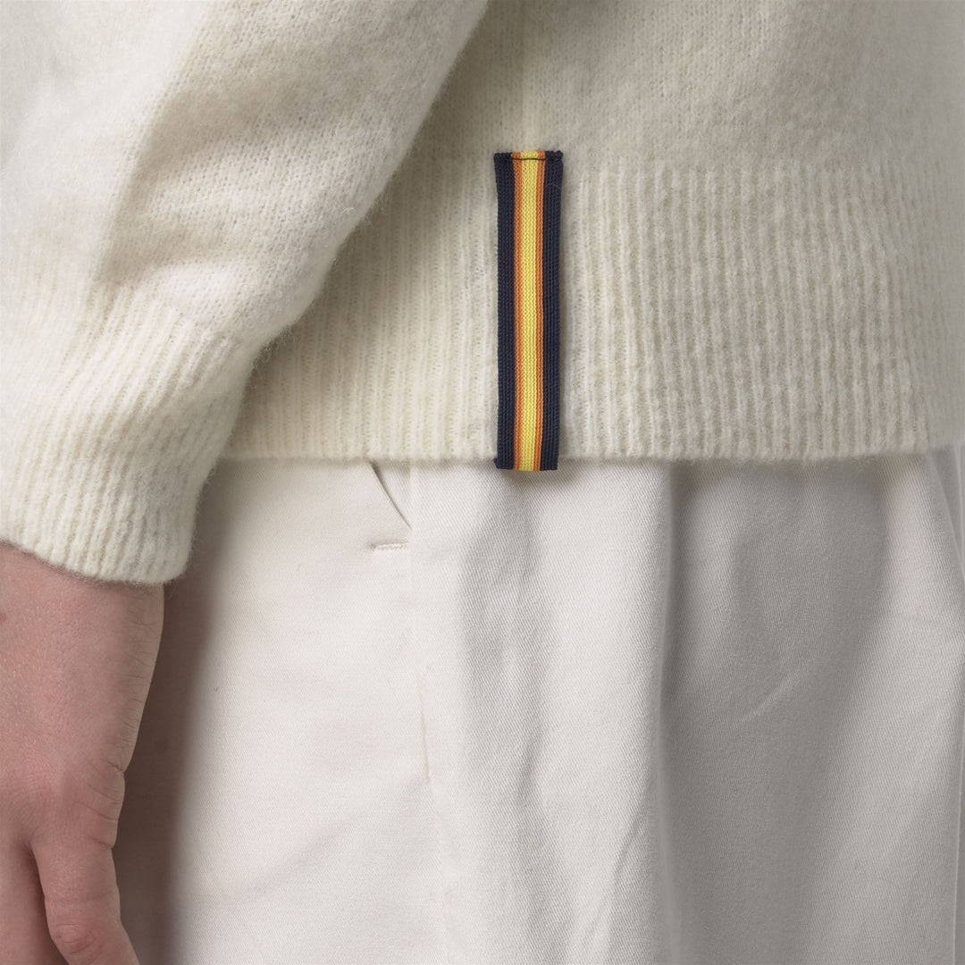 Maglione girocollo in lana bianca da donna con motivo a trecce main