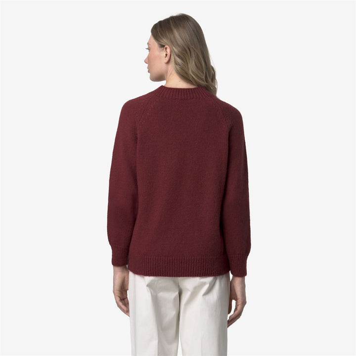 Red Women's Funnel Neck Knit Sweater with Mohair Blend 3
