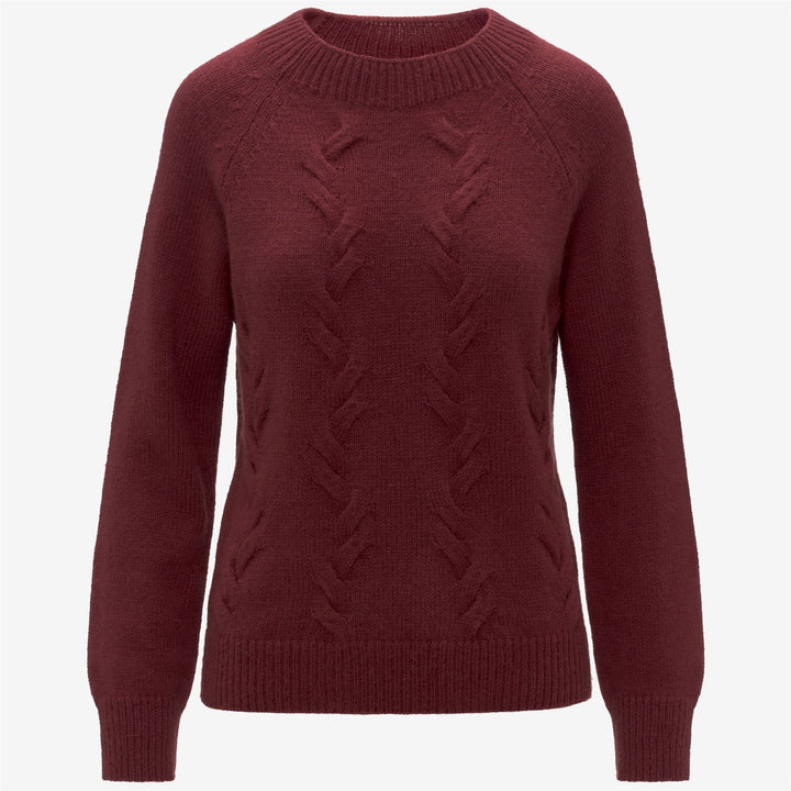 Red Women's Funnel Neck Knit Sweater with Mohair Blend 5