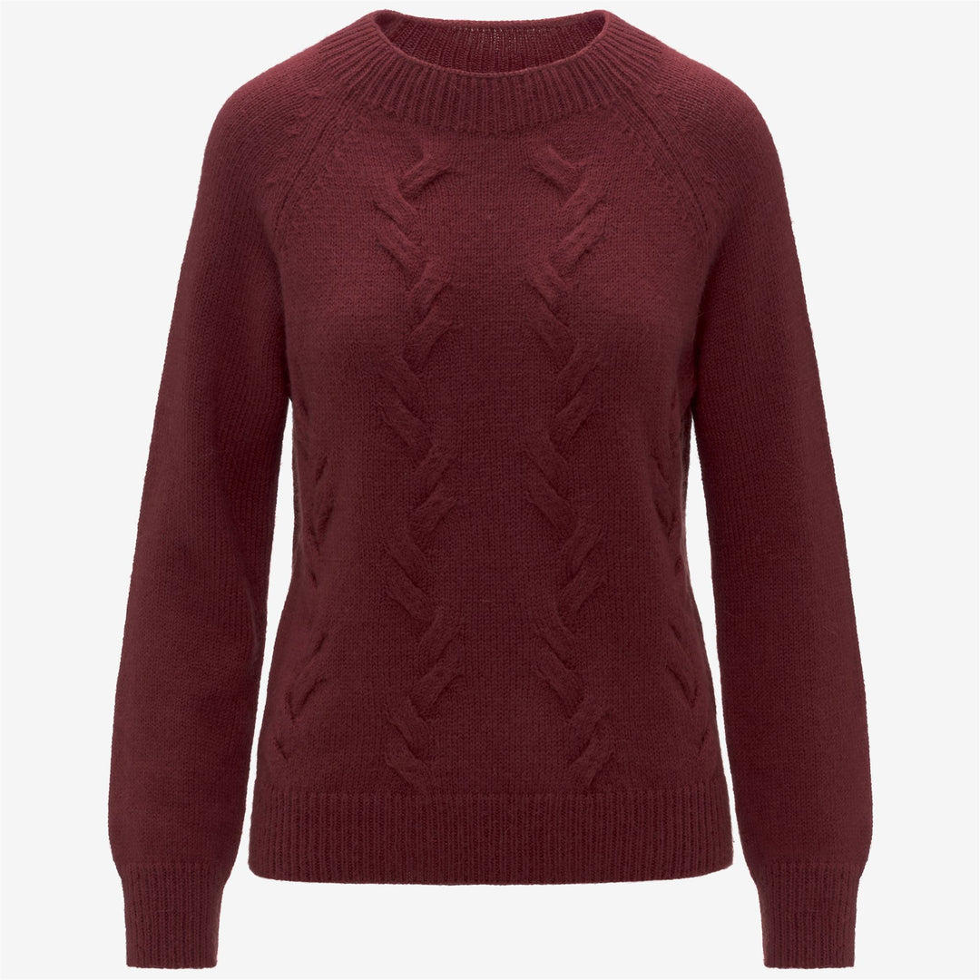 Maglione rosso da donna con collo a imbuto in maglia con misto mohair 01