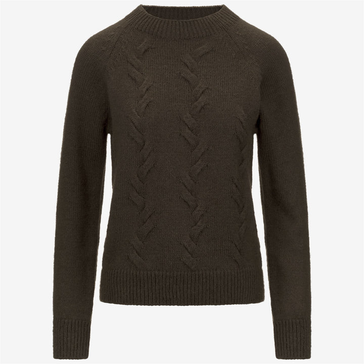 Jersey de punto marrón para mujer con cuello alto 1