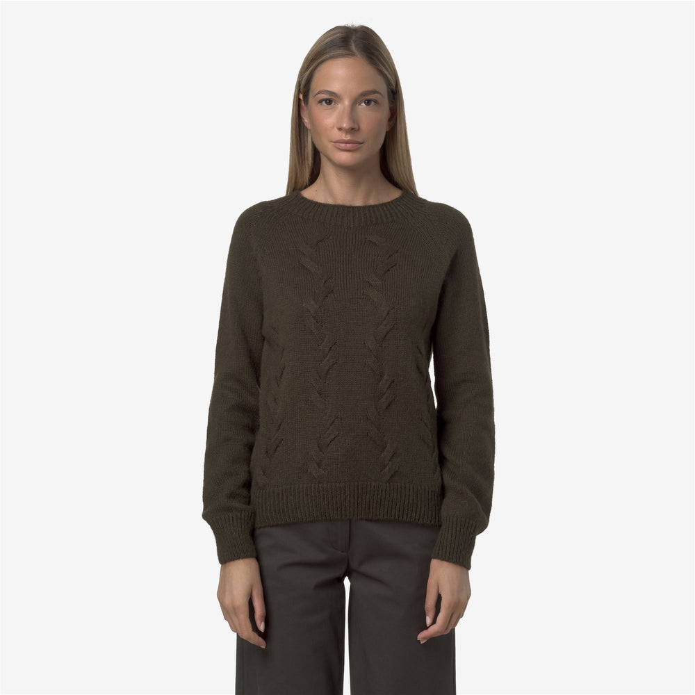 Brown Women's Knitwear Pullover with Funnel Neck 02