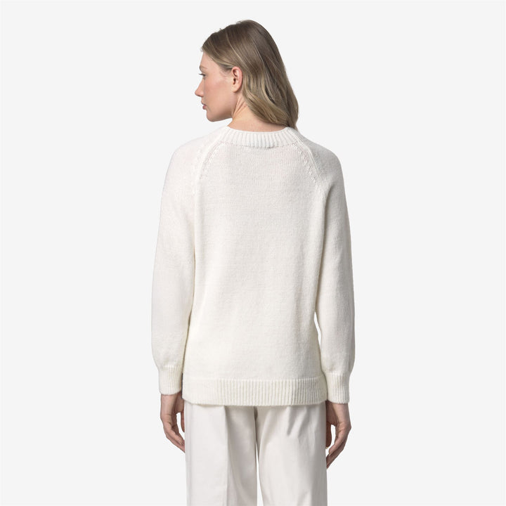 Maglione bianco da donna con collo a imbuto in maglia con misto mohair 5