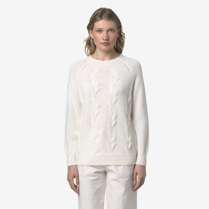 Maglione bianco da donna con collo a imbuto in maglia con misto mohair 3