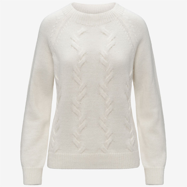 Maglione bianco da donna con collo a imbuto in maglia con misto mohair 1