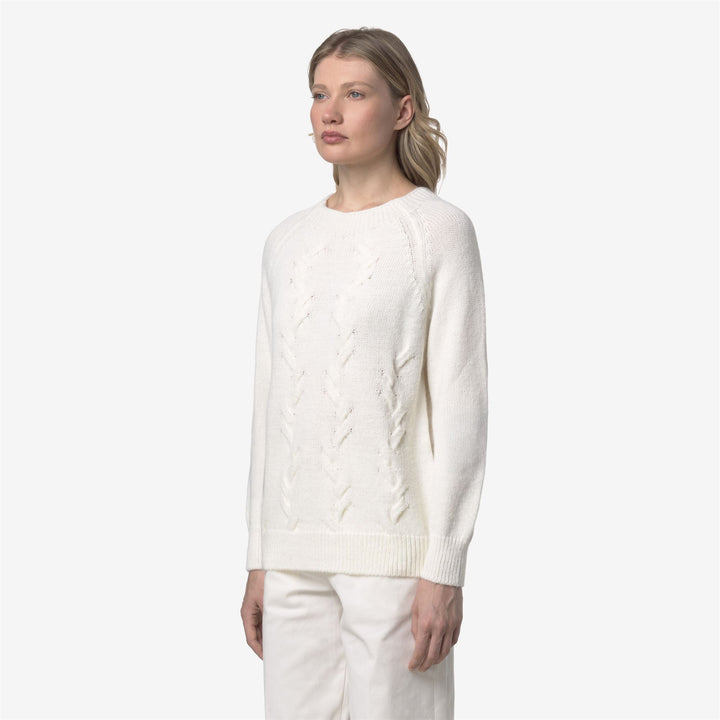 Maglione bianco da donna con collo a imbuto in maglia con misto mohair 4
