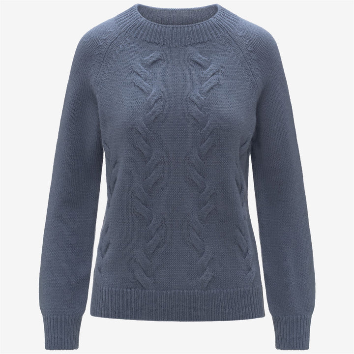 Suéter azul de cuello alto para mujer con mezcla de mohair 1