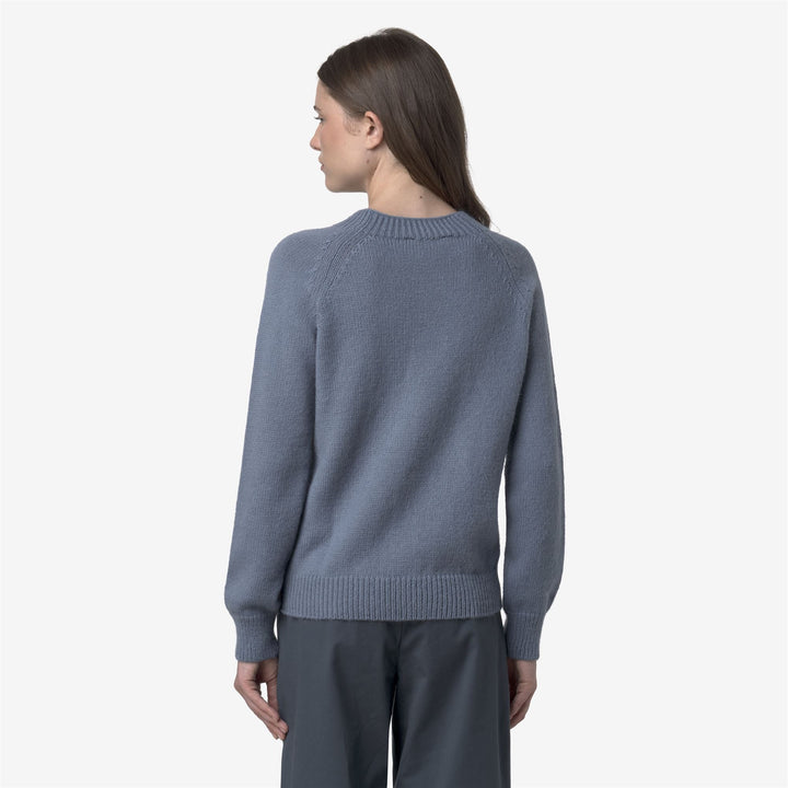 Suéter azul de cuello alto para mujer con mezcla de mohair 5