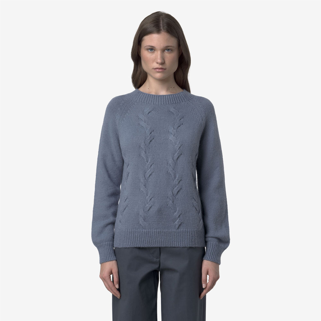 Suéter azul de cuello alto para mujer con mezcla de mohair main