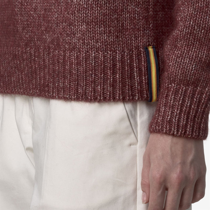 Maglione rosso da donna in cotone e alpaca con collo alto 2