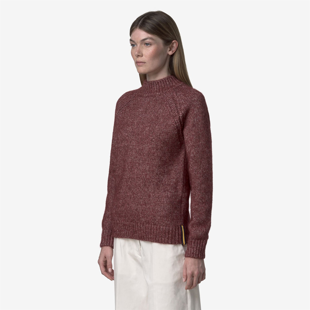 Maglione rosso da donna in cotone e alpaca con collo alto main