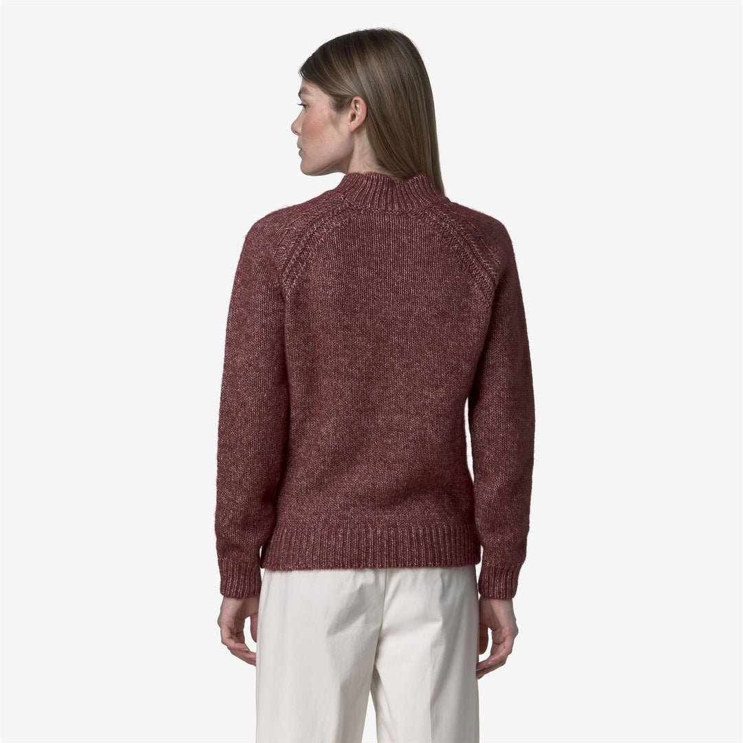 Maglione rosso da donna in cotone e alpaca con collo alto main