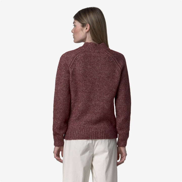 Maglione rosso da donna in cotone e alpaca con collo alto 5