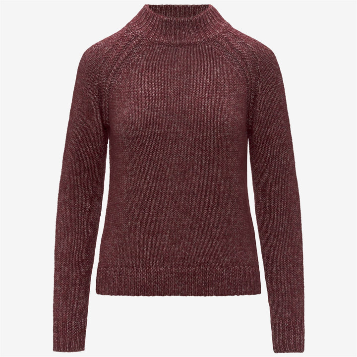 Maglione rosso da donna in cotone e alpaca con collo alto 1