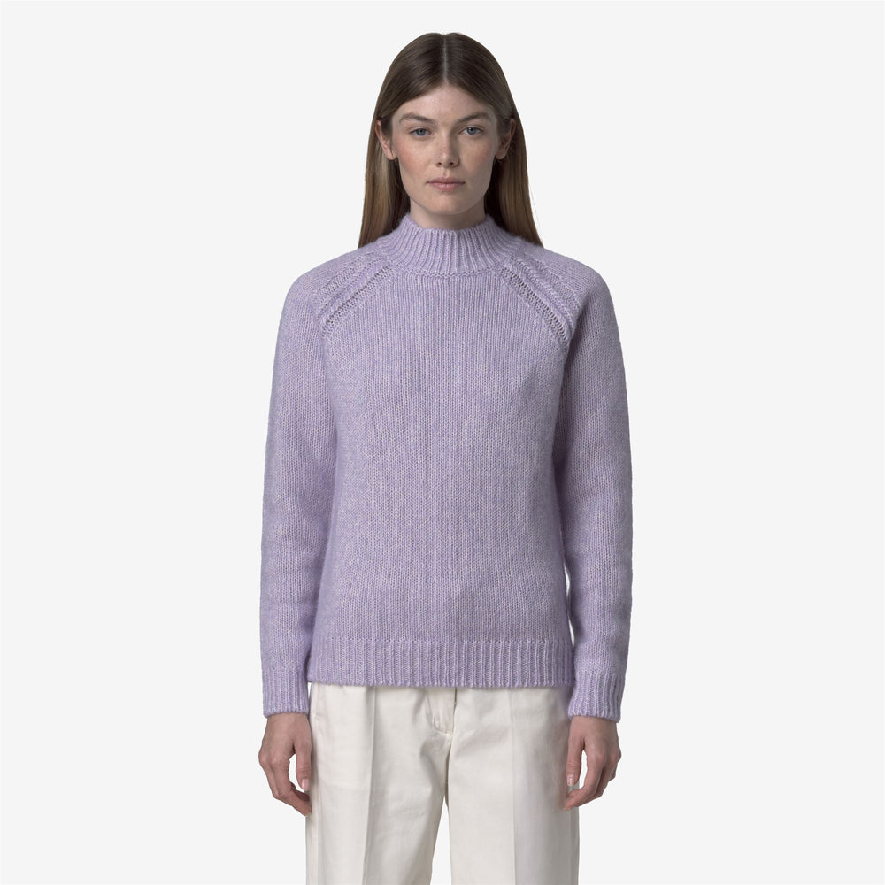 Violet Women's Alpaca Cotton Blend Sweater with High Collar 02
