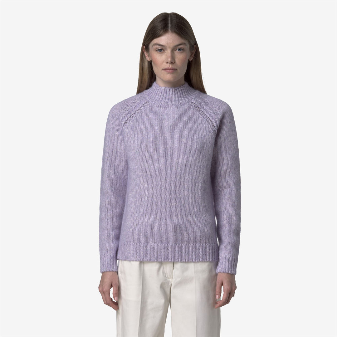 Maglione da donna in misto cotone e alpaca viola con collo alto main