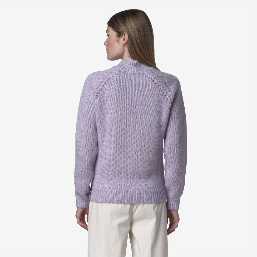 Maglione da donna in misto cotone e alpaca viola con collo alto main