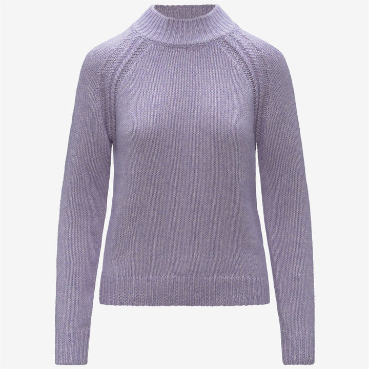 Maglione da donna in misto cotone e alpaca viola con collo alto 1
