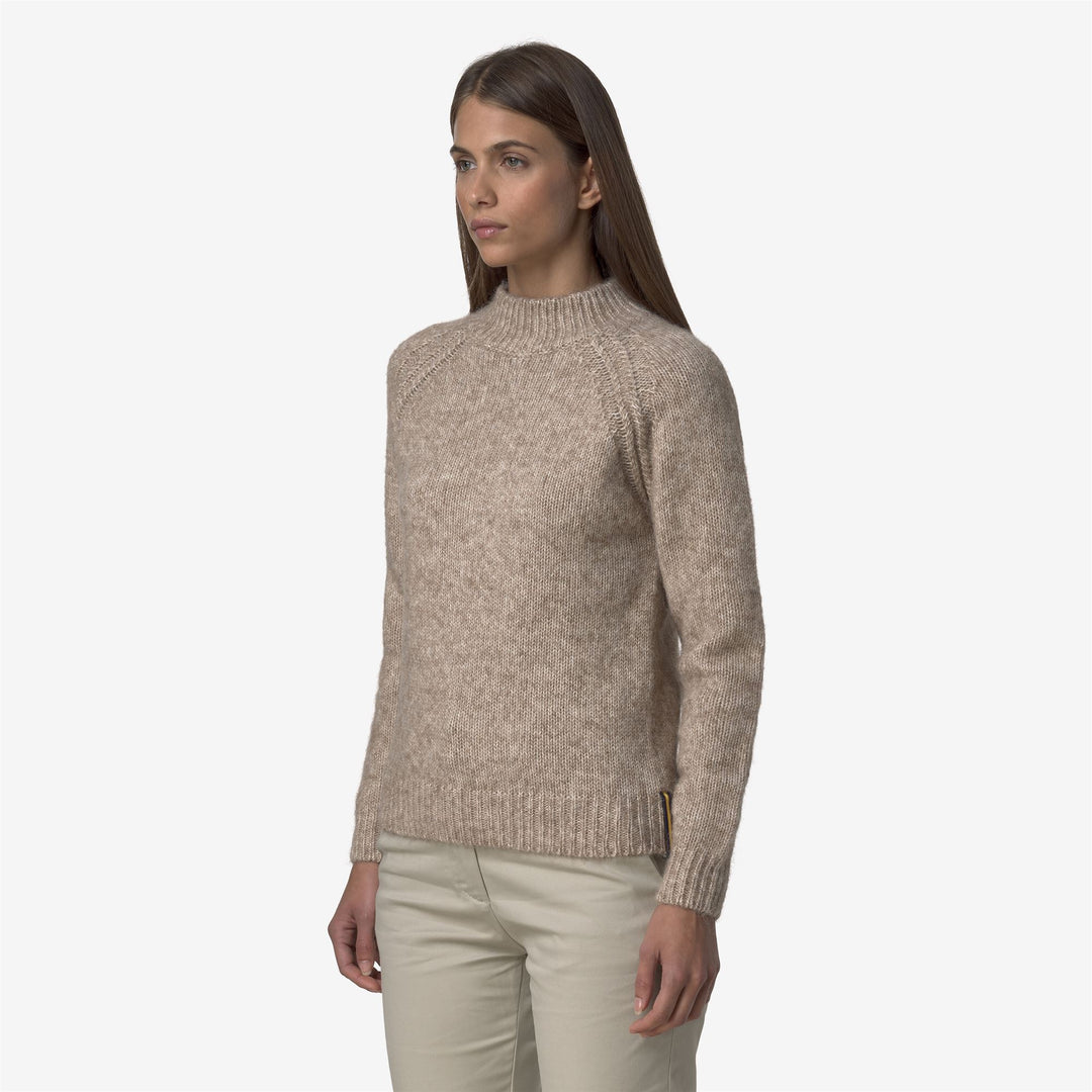 Maglione pullover beige in misto cotone e alpaca da donna main
