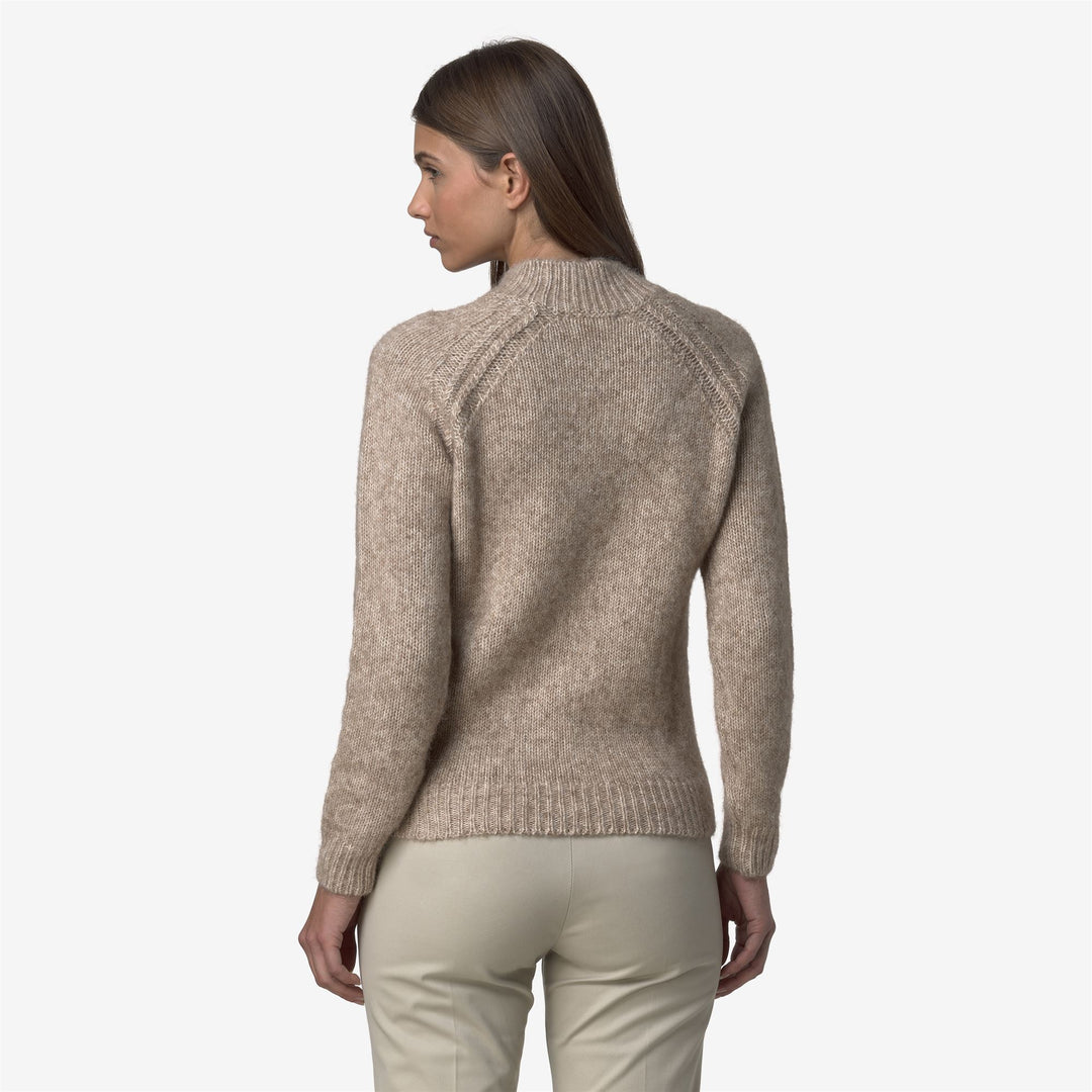 Maglione pullover beige in misto cotone e alpaca da donna main