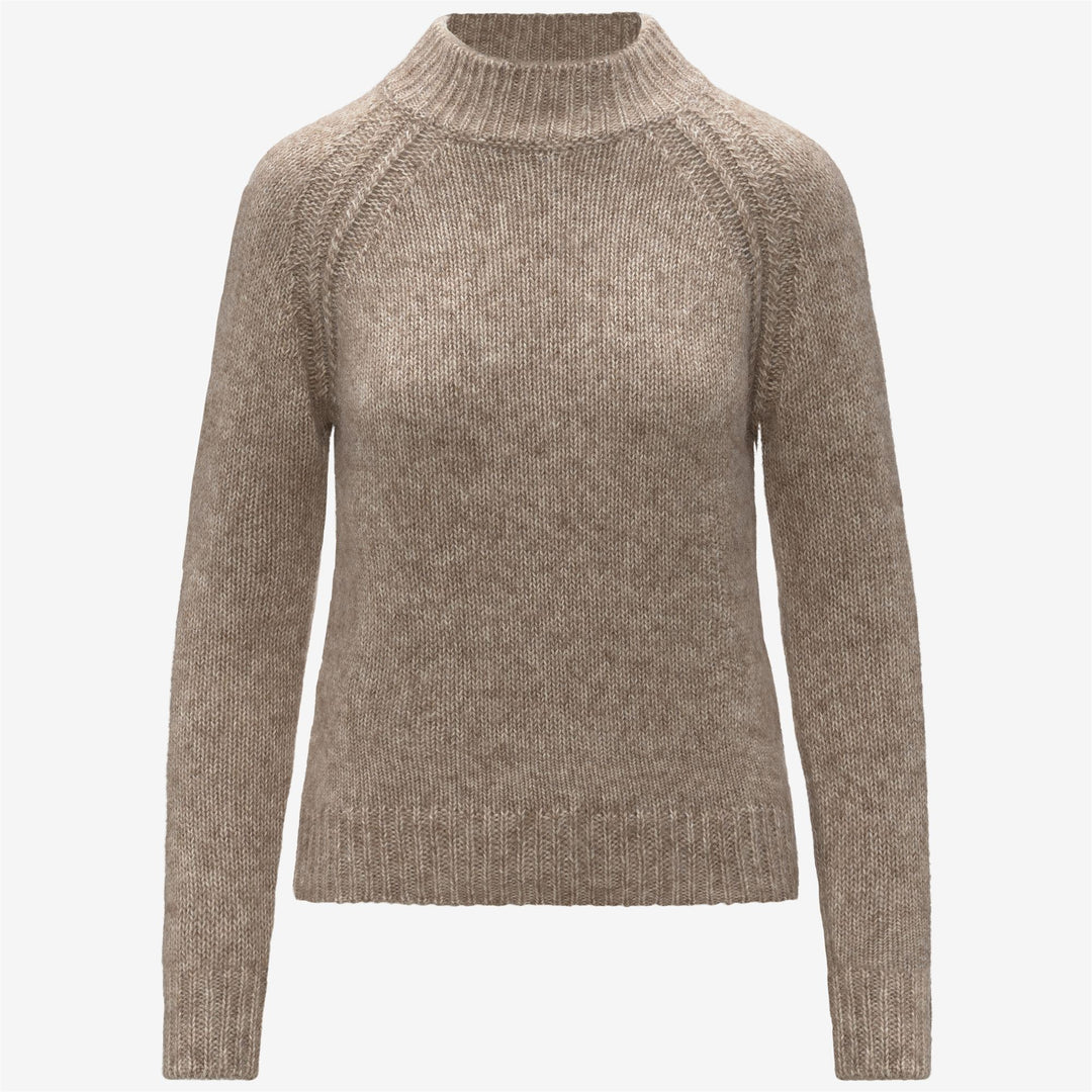 Maglione pullover beige in misto cotone e alpaca da donna 01