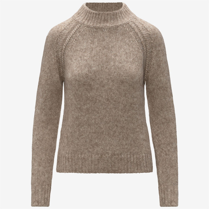 Maglione pullover beige in misto cotone e alpaca da donna 1
