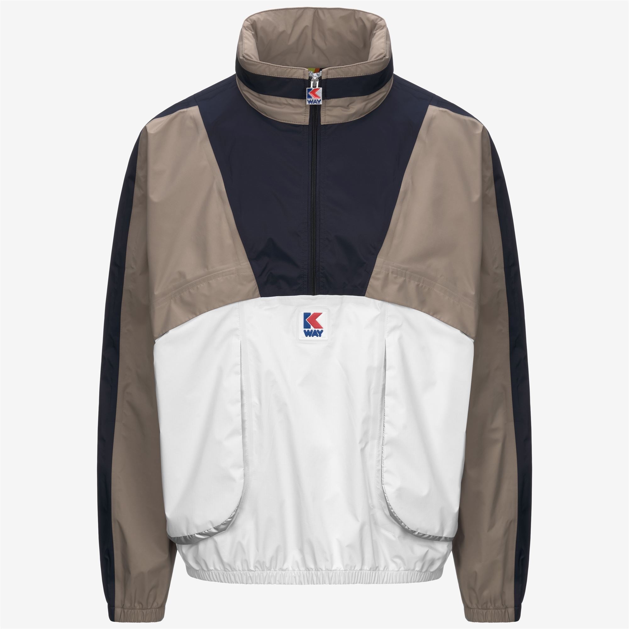 Jackets_UNISEX_7002 HALF ZIP_Short_WHITE BEIGE BLUE - Commercial 1