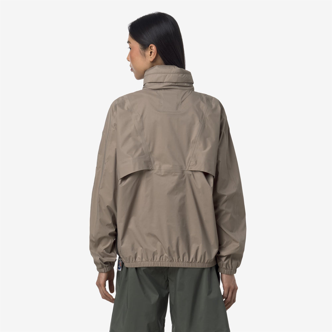 Giacca sportiva corta unisex beige con cappuccio nascosto main