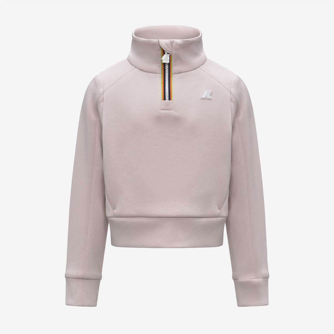 Suéter polar ligero con cremallera para niña, color gris rosa 01