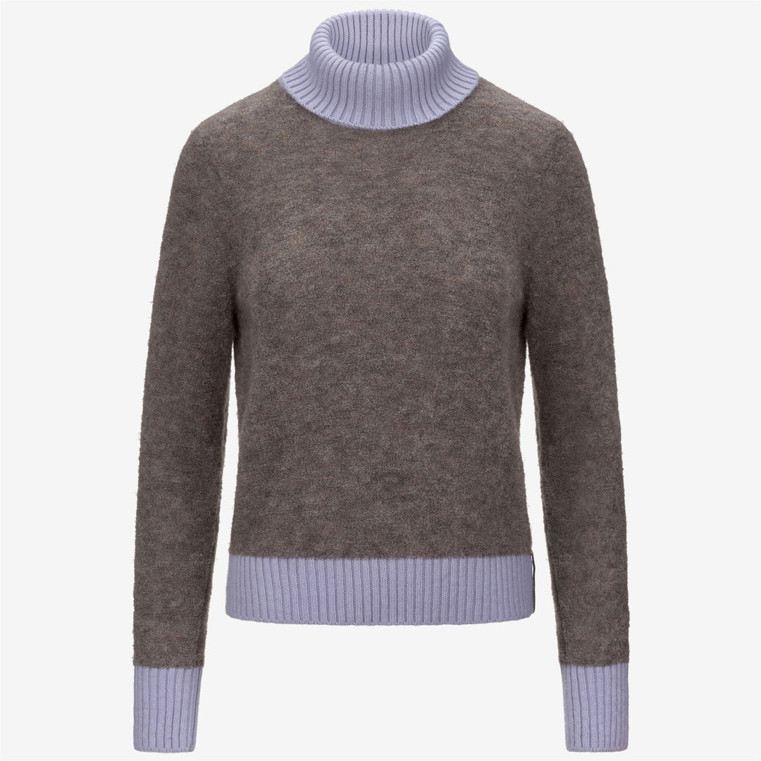 Maglione da donna marrone a collo alto con dettagli in mohair 01