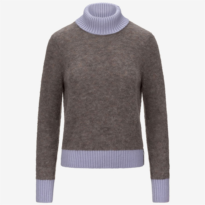 Maglione da donna marrone a collo alto con dettagli in mohair 1