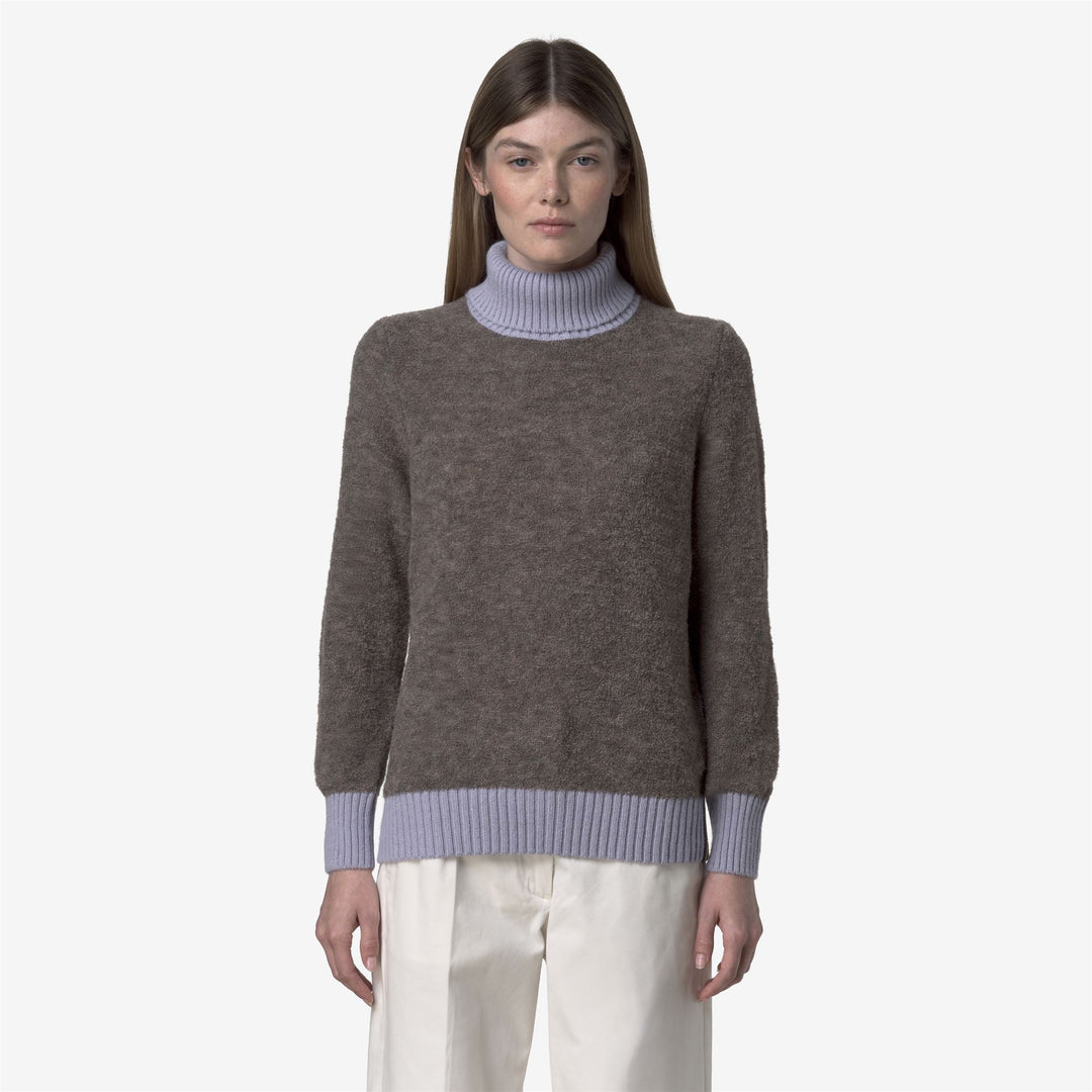 Maglione da donna marrone a collo alto con dettagli in mohair main