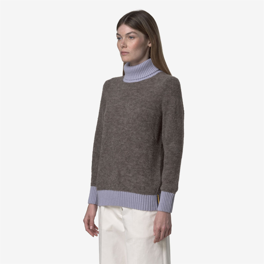Maglione da donna marrone a collo alto con dettagli in mohair main