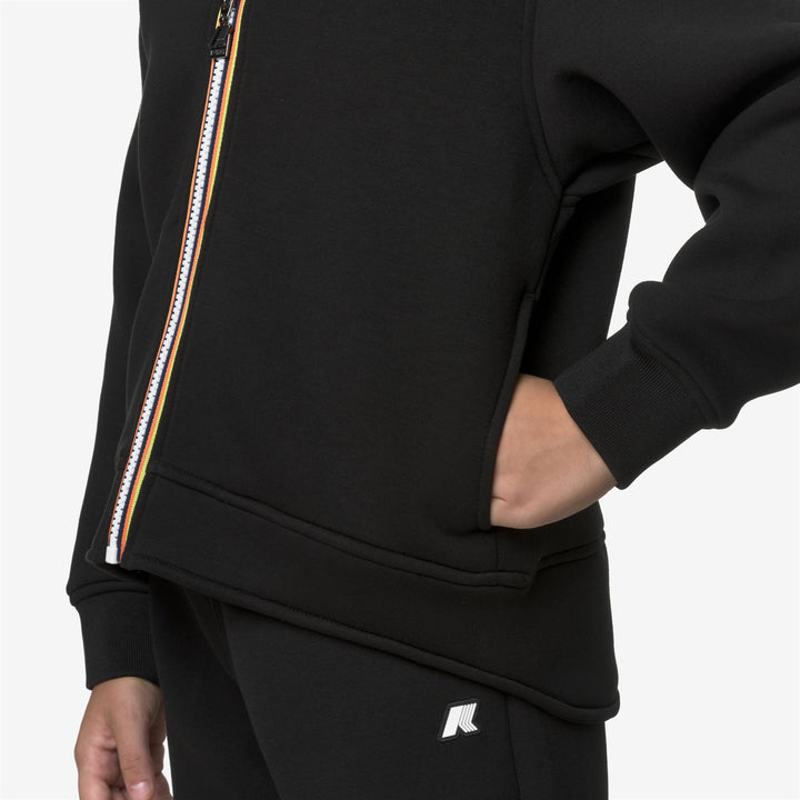 Black unisex Kid's Fleece Jacket with Zip and Pockets 2