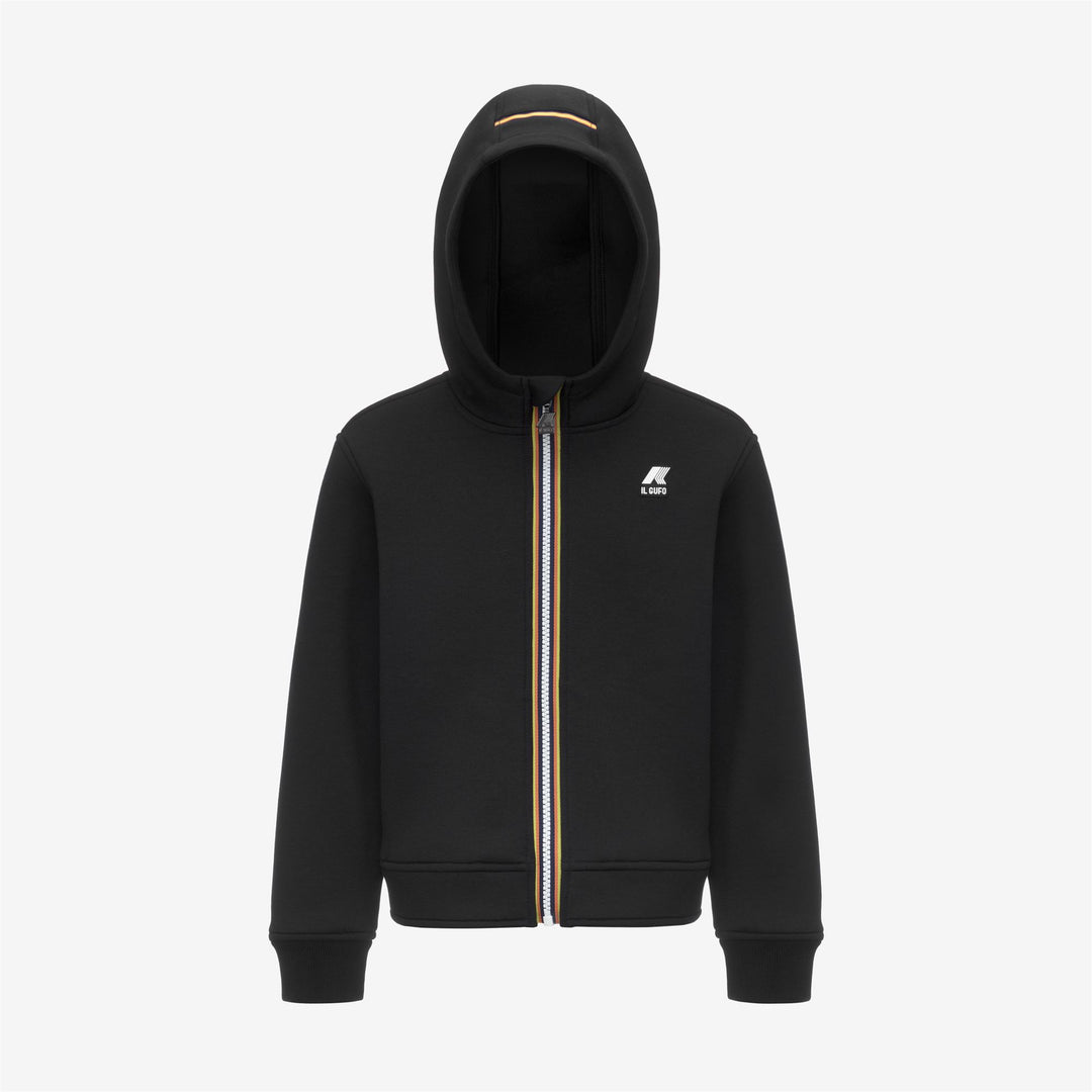 Black unisex Kid's Fleece Jacket with Zip and Pockets 01