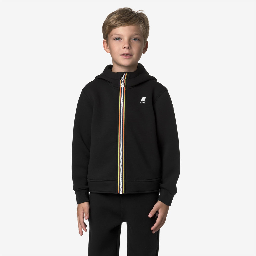 Black unisex Kid's Fleece Jacket with Zip and Pockets main
