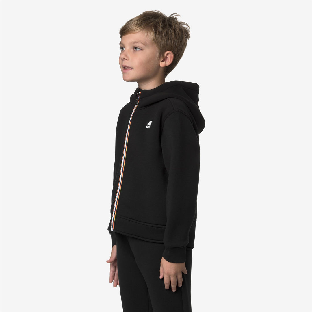 Black unisex Kid's Fleece Jacket with Zip and Pockets main