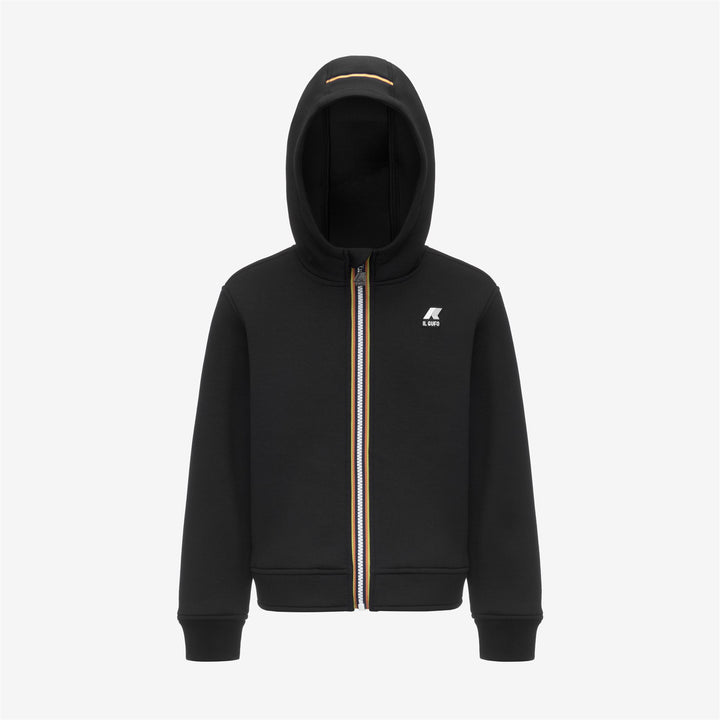 Black unisex Kid's Fleece Jacket with Zip and Pockets 5