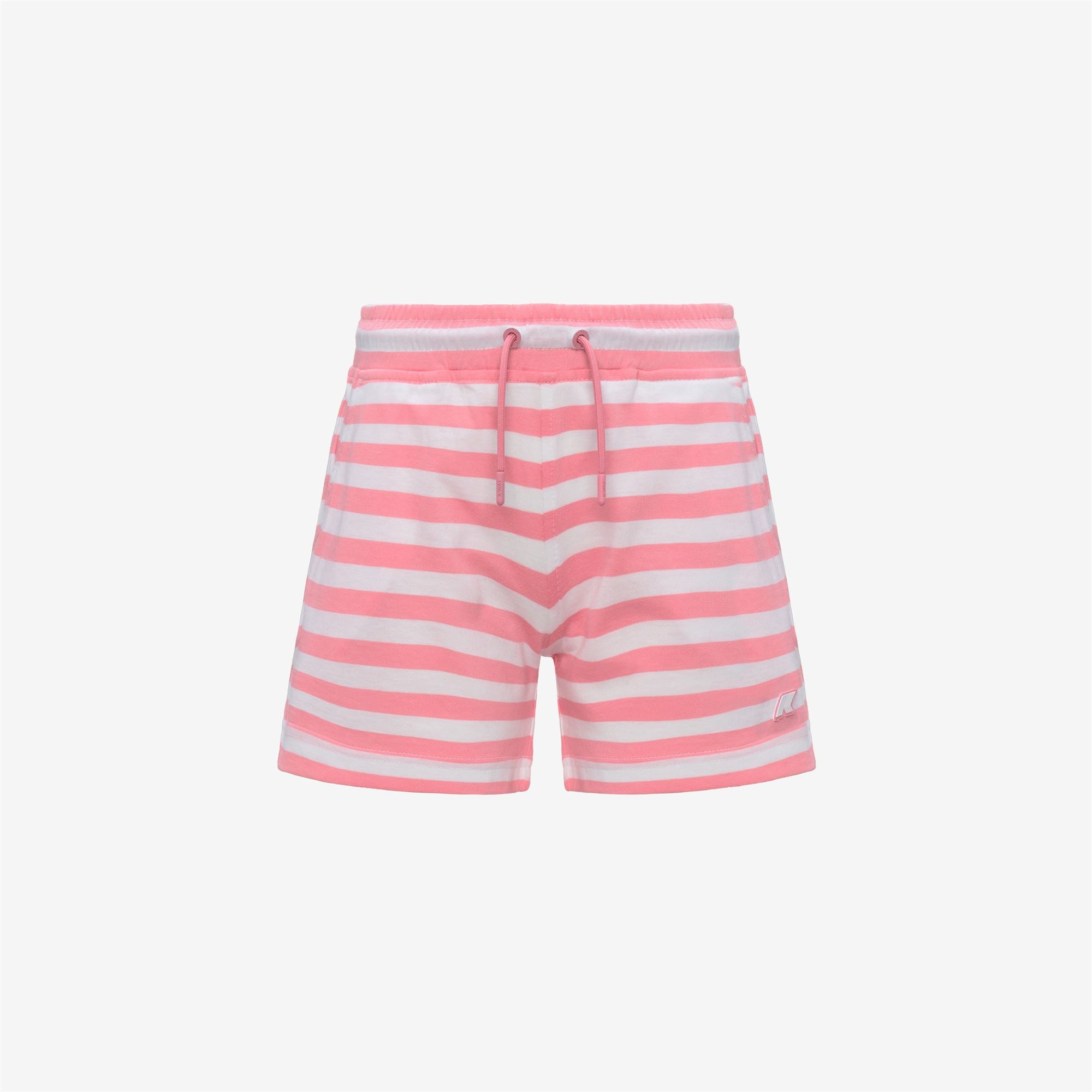 Shorts_Girl_P. VIKETTE STRIPES JERSEY_Sport Shorts_White - Pink Geranium - Commercial 1