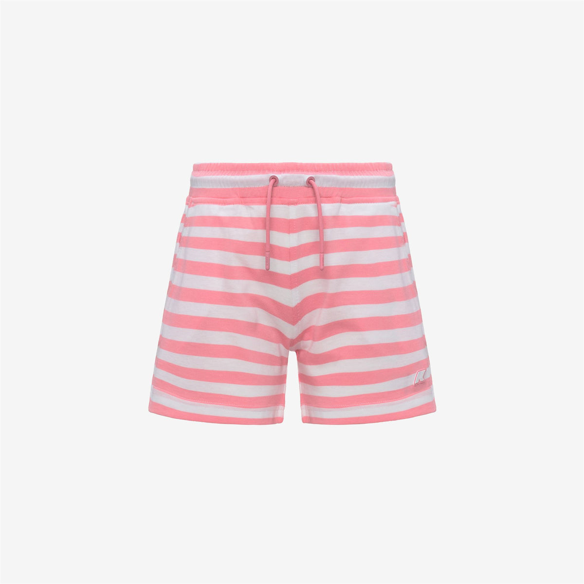 Shorts_Girl_P. VIKETTE STRIPES JERSEY_Sport Shorts_White - Pink Geranium - Commercial 1